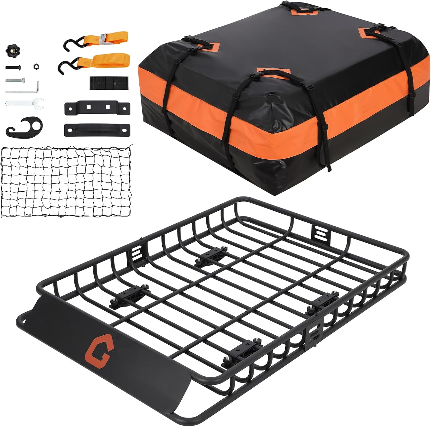 Acekid 51"x36" Roof Rack,Heavy Duty Car Rooftop Cargo Carrier Basket with Cargo Net and Bag,Luggage Holder with Extension for Universal,Pick Up Trucks,200lbs Capacity