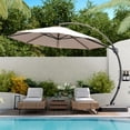 thumbnail image 1 of LAUSAINT HOME Parasol de Patio de Luxe 12 Pi avec Base, Grand Parasol Déporté Courbé avec Rotation à 360°, Champagne, 1 of 8