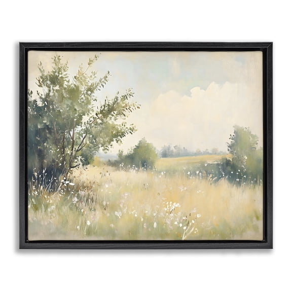 Stupell Industries Summer Meadow in Soft Light Black Framed Floater Canvas Wall Art, design by Creative Studio
