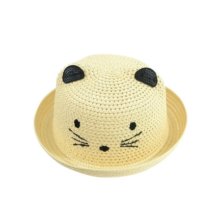 

Relanfenk Baby Hats Summer Children Boys Girls Cartoon Cat Straw Beach Sun Caps Hat