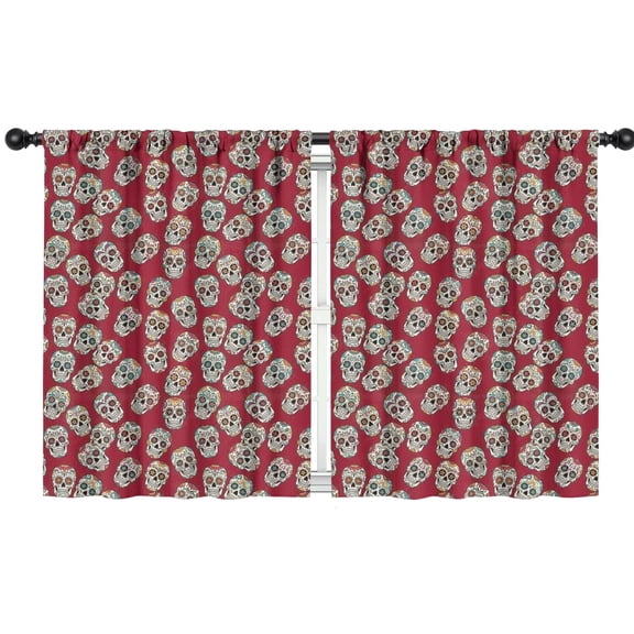 Blackout Kids Curtains,Red Skull Pattern Childrens Insulated Curtains Set Of 2,Bedroom Essentials,Toddler Room Decor 42x54in(106x137cm)