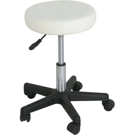 HYJY Professional Salon Stool,Hydraulic Adjustable Rolling Stool with Wheels,PU Leather Swivel Chair for Massage Spa Tattoo Facial Clinic,Ergonomic Design with Lumbar Support and High Mobility(White)