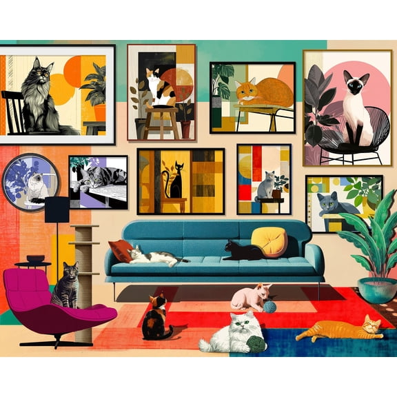 Springbok Mid-Century Cats 1000 Piece Jigsaw Puzzle for Adults - Poster Now Included