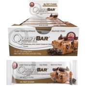 Quest Protein Bar Chocolate Chip Cookie Dough 12pk Gluten-Free 4-Net Carbs Natural Snack Food 180cal