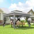 thumbnail image 2 of 11'x11' Pop Up Canopy 2-Tier Soft Top Gazebo w/ Mesh Netting, Light Grey, 2 of 10