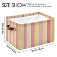 thumbnail image 4 of Yayeee 2 Pack Canvas Storage Basket with Handles for Shelves Fabric Bins Closet Organizer, Pink and Yellow Striped Pattern, 4 of 8