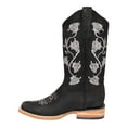 thumbnail image 3 of Women’s Square Toe Black Western Cowboy Boot Floral Rose Embroidery, 3 of 5