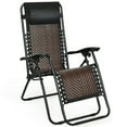 thumbnail image 2 of Canddidliike 2 Pieces Folding Patio Rattan Zero Gravity Lounge Chair-Light Brown, Oversized Padded Zero Gravity Lounge Chair Folding Patio Recliner with Headrest, 2 of 9