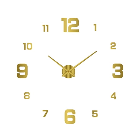 Rupoun 3D DIY Frameless Wall Clock, 31.5 in / 80cm Large Acrylic Mirror Surface, Silent Non-Ticking Battery Operated Decor for Living Room, Office, Bedroom, Arabic Numerals, Golden