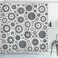 thumbnail image 1 of Steampunk Shower Curtain, Gear Cog Engine Wheels Silhouettes Industry Technology Graphic Image Print, Fabric Bathroom Set with Hooks, 69W X 84L Inches Extra Long, White and Grey, by Ambesonne, 1 of 3