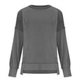 thumbnail image 5 of FAIWAD Womens Sweatshirts Crew Neck Long Sleeve Colorblock Side Slit Pullover Tops Casual Oversized Outfits, 5 of 6