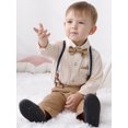 thumbnail image 4 of CARETOO Toddler Boy Suit Clothes Set Baby Boy Formal Wear Shirt Bowtie Suspender Pants Wedding 1-5T 3pcs Church Baptism Outfit, 4 of 14