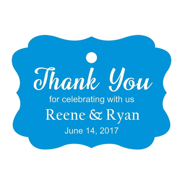 100 PCS Custom Wedding Favor Hang Tags Thank you for celebrating Personalized Paper Tags