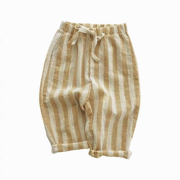 Hessimy Boys Denim Cargo Pants Kids Elastic Waist Stretch Cargo Jeans With Pockets (Yellow,18-24 Months)