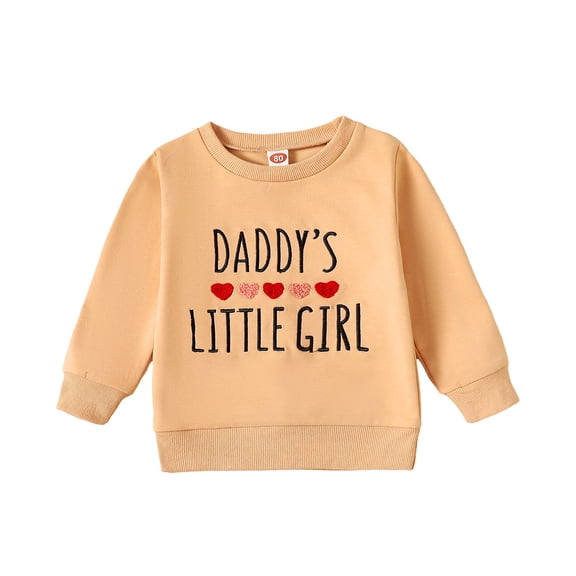 Bagilaanoe Toddler Baby Girl Casual Sweatshirt Long Sleeve Letter Embroidery Pullover 3M 6M 12M 18M 24M 3T Kids Loose Tee Tops