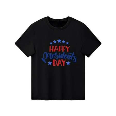 

Independence Dayt Shirts Toddler Boys Girls Short Sleeve Letter Prints Tops 4Th Of July Shirt Black 150