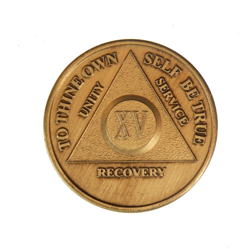 AA Alcoholics Anonymous Plain Front Bronze Medallion Chip Serenity Prayer Coin 