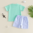thumbnail image 5 of kpoplk Newborn Baby Boy & Toddler Boys Matching 2Pcs Clothes Set Cartoon Print Short Sleeve T-Shirts and Shorts Summer Gift(Blue,2-3 Y), 5 of 5