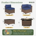 thumbnail image 3 of Aoxun 15 Piece Patio Furniture Set with 44” Fire Pit Table Wicker Rattan Outdoor Sectional Sofa Set with Coffee Table and 4” Thickened Cushions, Blue (Waterproof Cover Included), 3 of 8