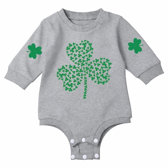 Coerni Baby Onesie Bodysuits 1st Birthday Outfit St Patricks Day Romper Bodysuit Soft Graphic Oversized Button Sweatshirt Jumpsuit