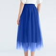 thumbnail image 4 of Womens Midi Tulle Skirts Mesh Party Long Elastic High Waist A-Line Pleated Flowy Tutu Skirts Royal Blue M, 4 of 4