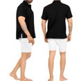 thumbnail image 5 of HAPPY BAY Men's Beach Summer Button Down Short Sleeve Untucked Solid Shirt With Pocket Oxford Casual Shirts for Men 7XL Black_W875, 5 of 6