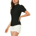 thumbnail image 4 of INSPIRE CHIC Women's Puff Sleeve Point Collar Button Down Essential Office Shirt XL Black, 4 of 7