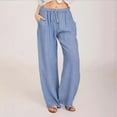 thumbnail image 3 of Pantalones de yoga holgados casuales de algodón y lino para mujer, pantalones largos para hacer ejercicio, 3 of 6