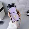 thumbnail image 2 of Funda cuadrada de cuero para teléfono para Samsung Galaxy Z Flip 4 3 Z Flip3 Flip4 5G Funda con ULHand Fundas lindas a prueba de golpes Moda zhangmengya LED, 2 of 2