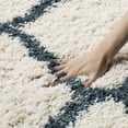 thumbnail image 4 of SAFAVIEH Hudson Aline Plush Geometric Shag Runner Rug, Ivory/Slate Blue, 2'3" x 6', 4 of 6