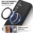 thumbnail image 6 of Allytechgroup Magnetic Case for Samsung Galaxy S25 with 1 Pack Screen Protector, Ring Holder Kickstand Hybrid Compatible with Magsafe & Car Mount Anti-Scratch Phone Case Cover for Women Men, Black, 6 of 6