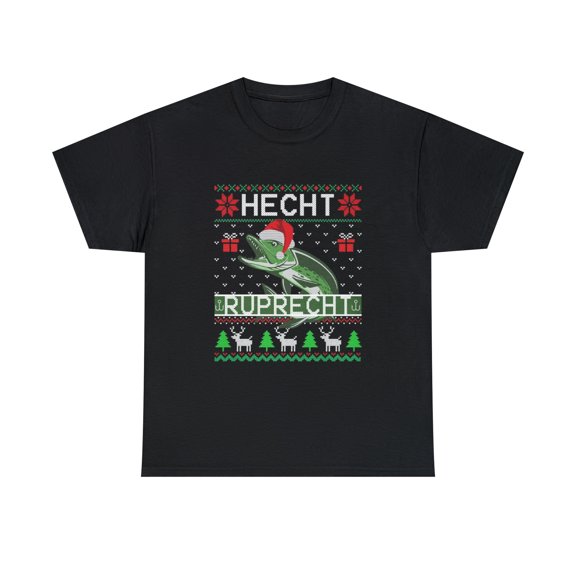 Hecht Ruprecht I Lustiges Angler Angeln Raubfisch Ugly Christmas T-Shirt