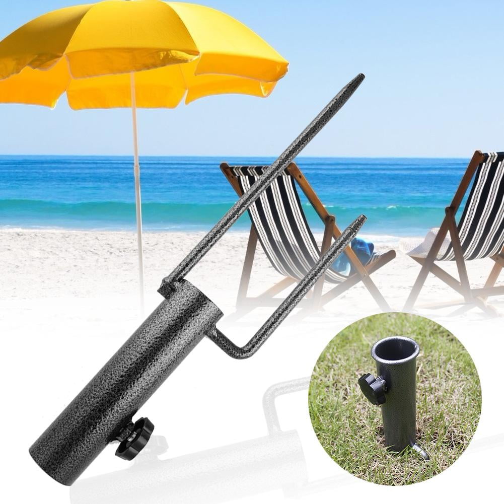 Parasol Anchor Beach Umbrella Holder Sand Screw Stand Fishing Rods Outdoor Black