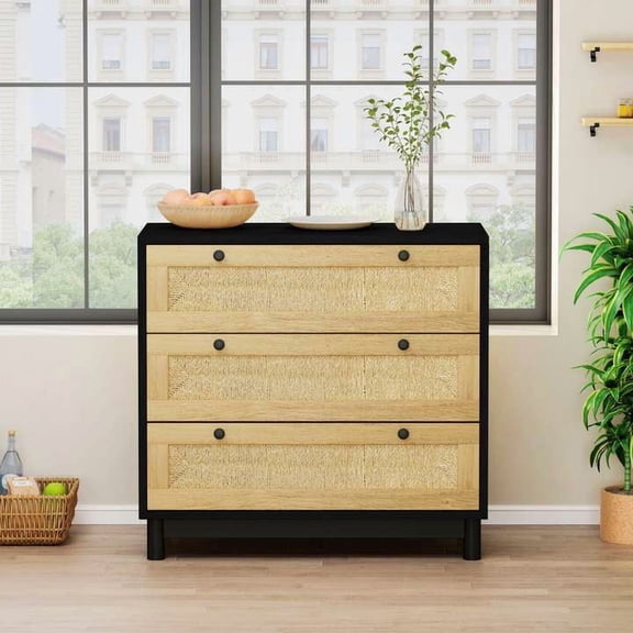 Storage Cabinet with 3 Drawers for Bedroom,Living Room,Dining Room, Black