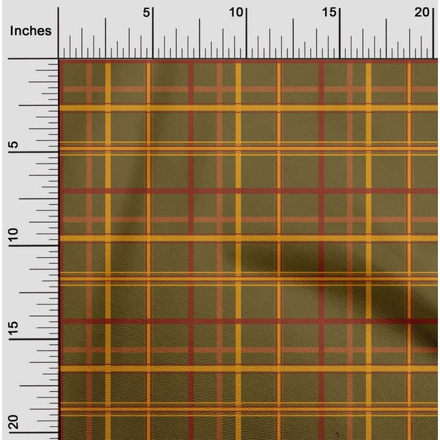 oneOone Silk Tabby Dark Olive Green Fabric Madras Check Craft Projects Decor Fabric Printed By The Yard 42 Inch Wide