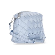 Time and Tru Women's Faux Leather and Suede Woven Camera Crossbody Bag, Blue