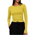 thumbnail image 2 of MLCDZ Womens Long Sleeve Crew Neck T Shirts Fall Fashion Basic Y2K Tops Buttery Soft Super Stretchy Fitted Cute Tops Lightweight Going Out Basic Tees, 2 of 8