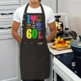 thumbnail image 4 of Colorful 2 Pack Bib Apron Set with Adjustable Straps & 2 Pockets - Bold " I ❤️ 60 L " Design with Vibrant Abstract Shapes for Cooking Kitchen Chef - Unisex Aprons for Men & Women, 4 of 6