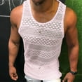 thumbnail image 2 of VNKIDY Mens T-Shirt Slim Fit Sheer Lace Sleeveless Tank Top Solid Color Geometric Pattern Breathable Tees For Beach Daily Party Wear Versatile Top, 2 of 5
