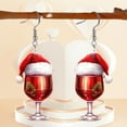 thumbnail image 5 of Luxcidy Christmas Wine Glass Earrings Santa Hat Plastic Drop Earrings Lightweight And Stylish Holiday Accessory For Women, 5 of 5
