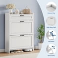 thumbnail image 4 of Organisateur d'Armoire à Chaussures Moderne - Rangement Caché avec 2 Tiroirs Rabattables - Étagère d'Entrée Autoportante Compacte - MDF avec Poignée en Métal, 4 of 10