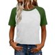 thumbnail image 1 of Camisetas de manga corta de verano para mujeres Moda de manga de raglan Color bloqueado cuello redondo Blusa casual Camisetas de manga corta de mujer Casual, 1 of 7