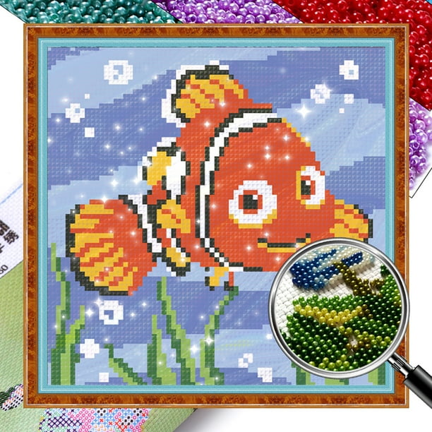 Kit Punto Cruz Pez Impreso Con Cuentas Bordado Arte para El 22x22cm