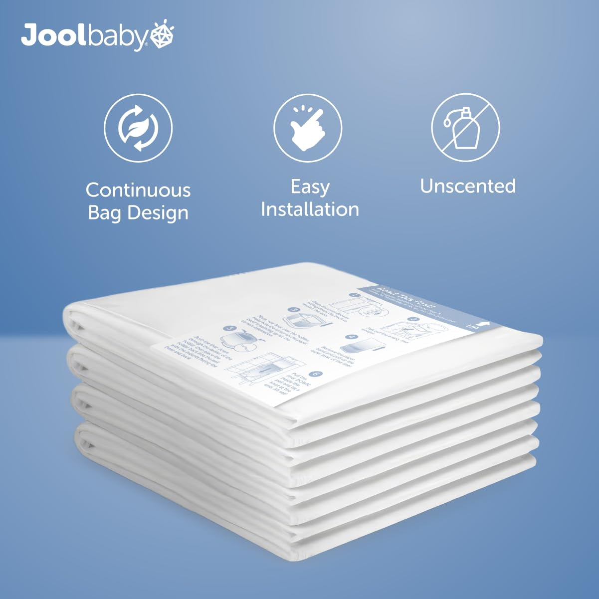 SMARTWAVE Diaper Pail Refill Liners (4-Pack) – Continuous Liner System - Unscented, Lasts Up to 1980 Diapers