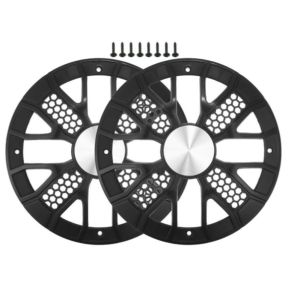 Unique Bargains 2 Pcs 8" Car Speaker Grills Cover Round 8 Inch Audio Subwoofer Guard Protector with Screws ABS Black