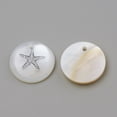 thumbnail image 2 of 10pcs Freshwater Shell Pendants Flat Round & Starfish/Sea Stars Platinum 16x3.5~4mm Hole: 1.2mm, 2 of 2