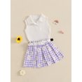 thumbnail image 5 of 2Pcs Baby Toddler Girl Summer Outfits 12 18 24 Months 2T 3T 4T 5T Sleeveless Collared Tank Tops + Pleated Skirt Set Clothes, 5 of 9