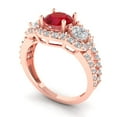 thumbnail image 2 of Three-Stone Engagement Ring for Women - 2.16ct Simulated Ruby in 18K Rose Gold Promise Ring, 2 of 6