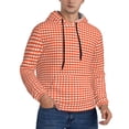 thumbnail image 2 of Uemuo Orange Gingham Pattern Men's Hoodie - Casual Pullover Hoodie with Kangaroo Pocket, Stylish Hooded Sweatshirt for Everyday Wear-4X-Large, 2 of 7