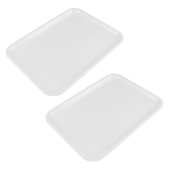 2X 10 inch long rectangle shape serving tray made of plastic white
